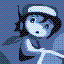 An illustration of a young boy wearing a cap, looking forwards with a curious expression against a blue background.