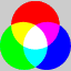 A Venn diagram illustrating additive color mixing. Overlapping circles of red, green, and blue create yellow, magenta, and cyan at their intersections, with white in the center where all three colors meet.